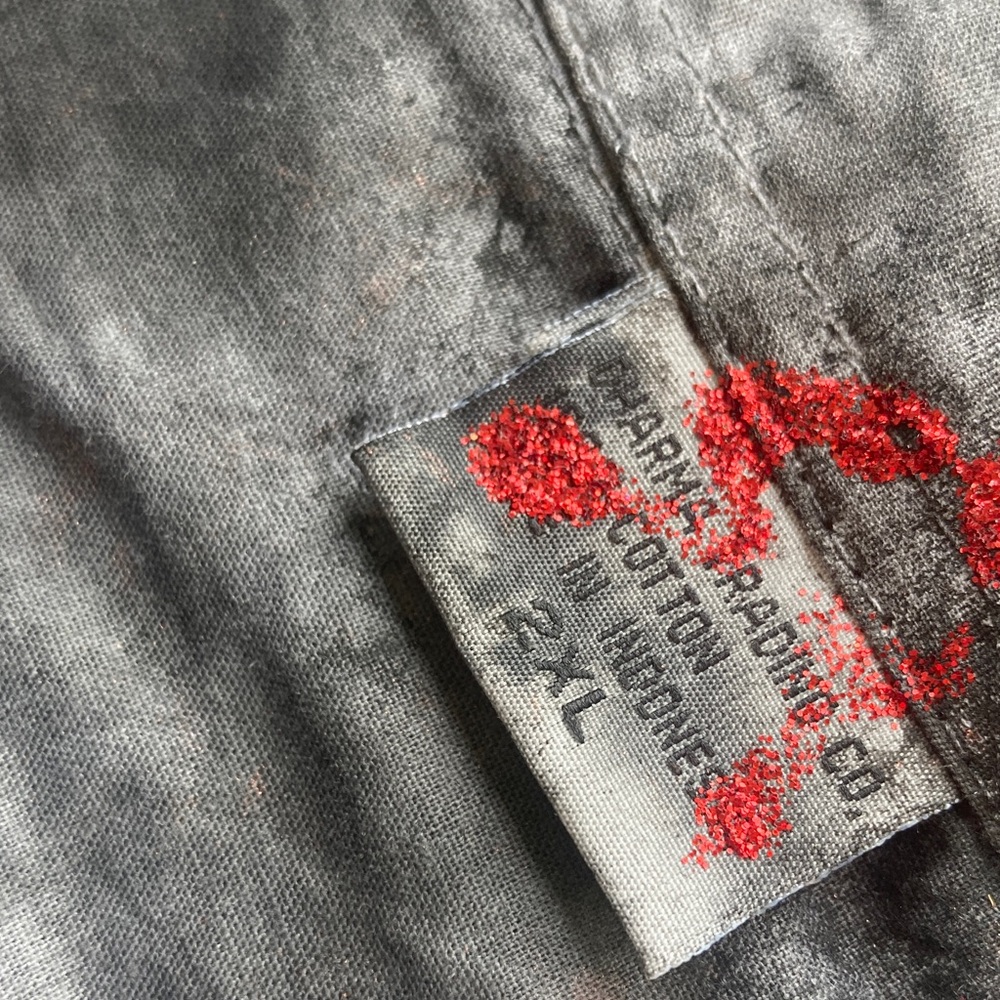 Men's Black-Gray Button-Up with Handpainted Accents - Picture 4 of 9